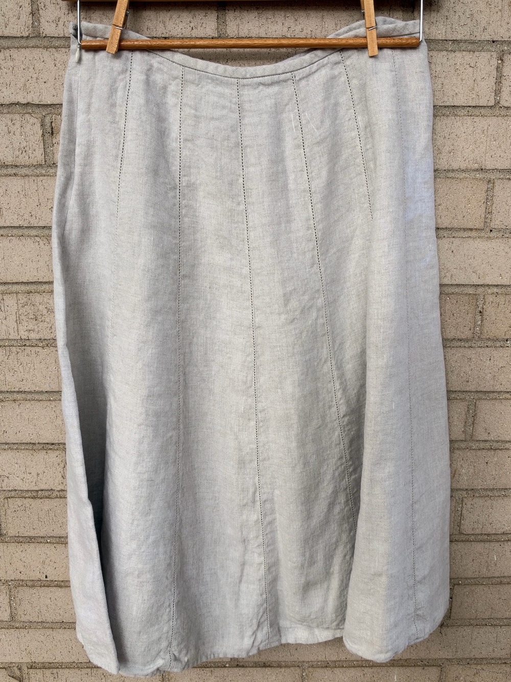 Talbots Natural Oatmeal Biege Irish Linen Lined A-Line Skirt 10 Pet